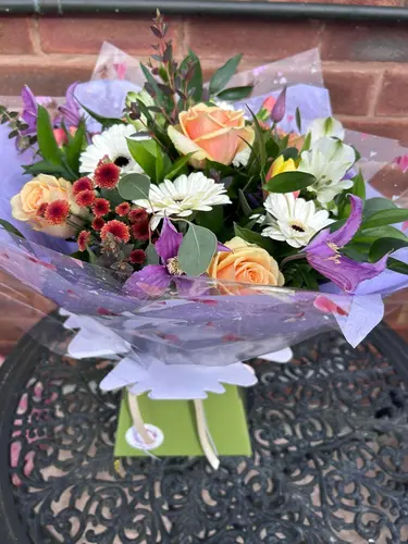 Dreamy Peaches bouquet with peach toned seasonal flowers