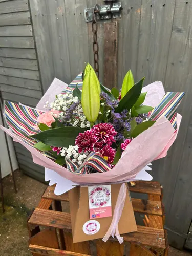 Petal Pop bouquet with colourful flowers